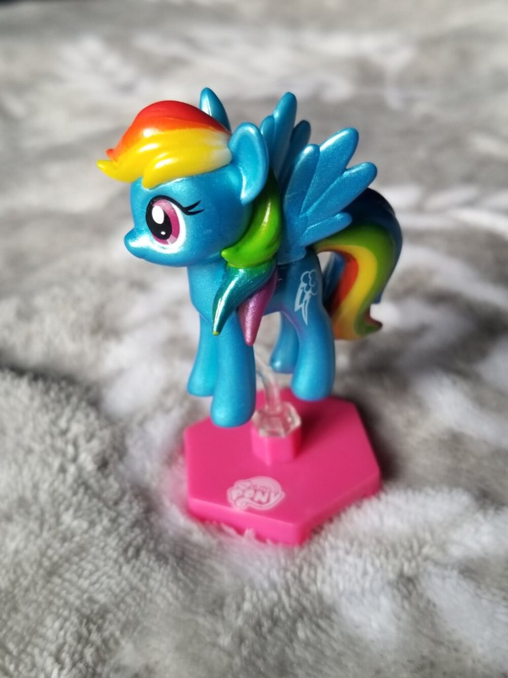 My Little Pony Figure Rainbow Dash Blue Metallic Chrome Figurine Mini MLP G4